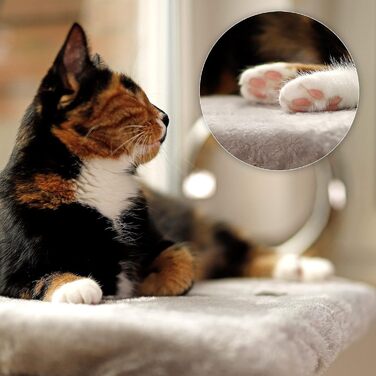 Кішка лежанка для вікна Lionto, м'яка, плюшева, 35x50 см, сіра, до 15 кг