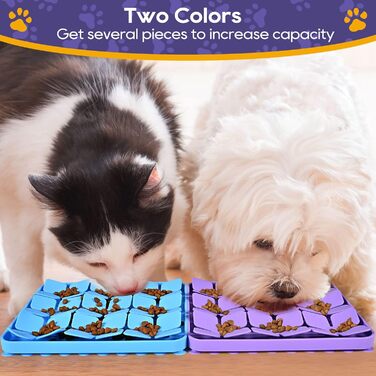 Силіконова килимок-нюхалка для собак, інтерактивна іграшка-головоломка, килимок для ласощів для собак, маленьких, середніх та великих порід, кроликів (фіолетовий) 20,3 x 20,3 см