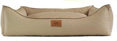 Собаче ліжко Leo з кордури (поліестер), XL 100x80 см, бежеве – міцний диван для собак, лежак, подушка, кошик, 6 кольорів