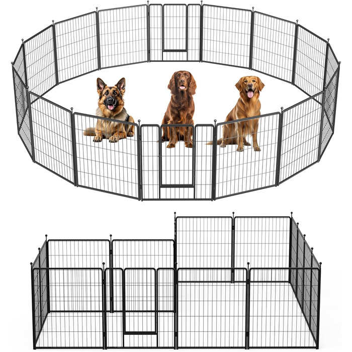 HealSmart Забіг для собак 4-панельний, 61 см, пластик, складаний, портативний, білий, для дому та вулиці, безпечний, для собак малих та середніх порід