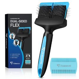 iToleeve Dual Flex професійна щітка для довгошерстих собак і котів, для видалення підшерстя, ковтунів і вузлів