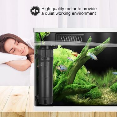 Фільтр для акваріума ITIY 5-в-1 з UV-фільтром, 650 л/год, 6W, таймер, регульований на 180°, для малих акваріумів, тропічних акваріумів, та акваріумів для черепах. UV: 8W