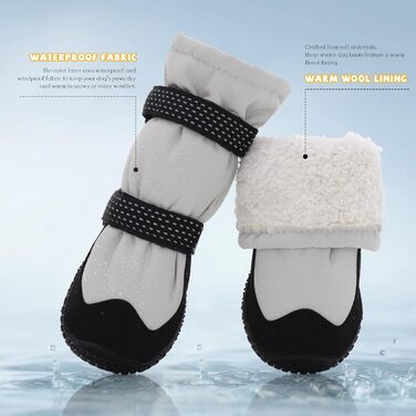 Зимові чоботи для собак BWBIKE: захист від ковзання на льоду, дощі та снігу. Чоботи з гумовою підошвою, сірі, розмір 5