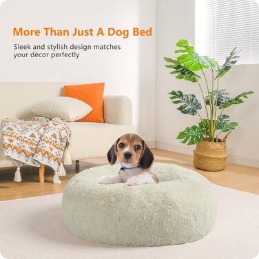 Ортопедичне ліжко для собак, кругле, м'яке, для котів та собак, 60 см, бежеве