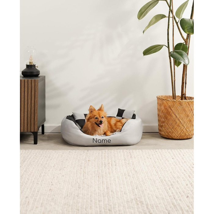 Ліжко для собак Lionto 4-в-1 з поворотним подушкою, 85x70 см, з міцного Оксфорду, водовідштовхувальне, з глибоким входом, для котів та собак всіх розмірів, з декоративною подушкою (сірий/чорний)