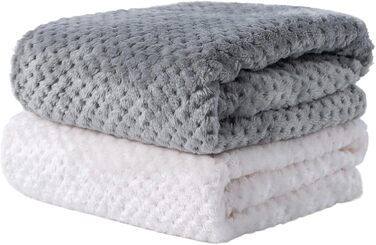 SLSON Ковдри для собак та котів, 70x100 см (сірий та білий) - м'які, двосторонні, для дому та подорожей