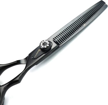 Професійна японська ножиця для грумінгу собак Pelz Schere 7 Zoll (20 см) з тонкою ножицею, чорний костюм