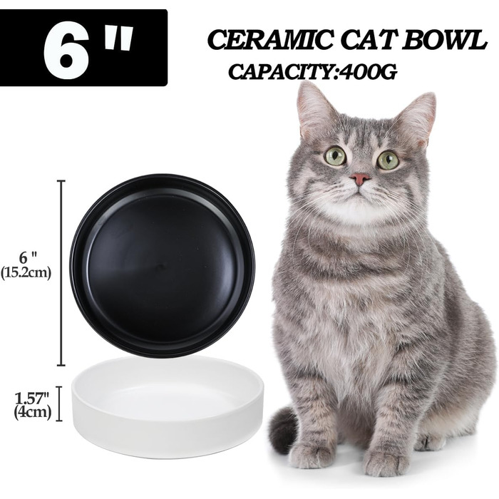 Котло propositions для котів та кошенят з кераміки, 15*4 см (чорний та білий)