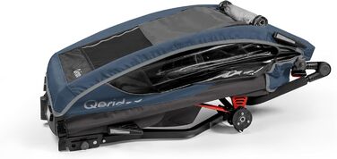 Qeridoo Sportrex 2 Limited Edition Jeans Blue: Дитячий велопричіп для 2 дітей, 360° обертове колесо, захист голови