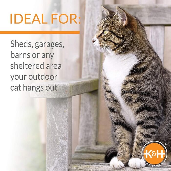 K&H Pet Products Термобудиночок для котів, утеплений, водонепроникний, з підігрівом, для вулиці, знімний чохол, безпечний, малий, 53,3×35,6×33 см, сірий