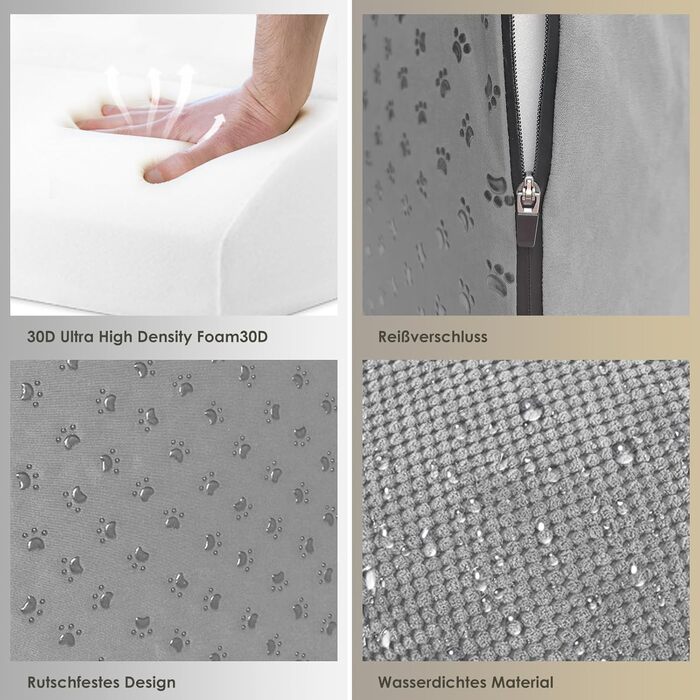 Сходинки для собак маленьких порід, 3 сходинки, водонепроникні, з високощільним губчастим матеріалом, знімні, для доступу до ліжка/софи, сірі.