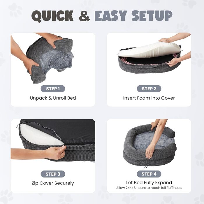 Ортопедичне ліжко для собак середніх порід, овальне диван-ліжко з бортиками та м'яким пінопластом з ефектом 