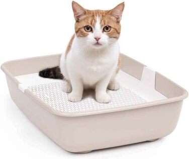 Котів туалет Schalentoilette з ситом для очищення, великий, бежевий