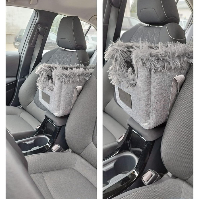 Підлокітник для собак у авто | Універсальний, миючий, зносостійкий, для середніх собак | Підходить для центральної консолі, переднього сидіння, пасажирського сидіння, заднього сидіння | Сумка для собак, для маленьких собак | Колір: сірий