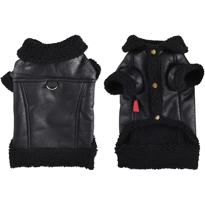 Зимова куртка для собак, тепла жилетка з шлейкою, водонепроникна та вітрозахисна, з відбивачами, флісова, для великих собак (XL, чорний)