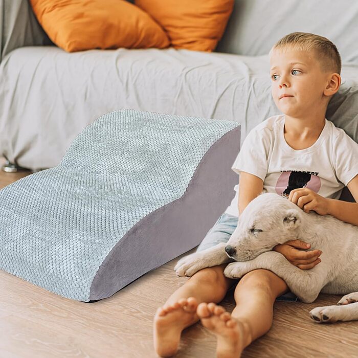 Сходинки для собак Galatée: 2-ярусні, з антиковзким покриттям, з м'якого пінополіуретану, для ліжка, дивана та авто, знімний чохол (сірий)