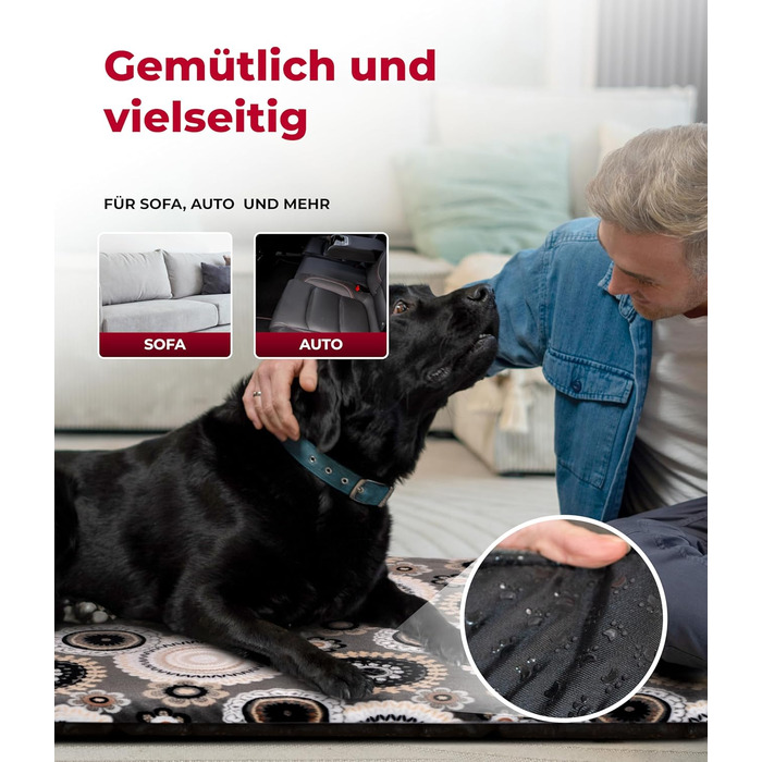 Підстилка для собак HS-Hundebett® XS (45x65 см) – неслизька та затишна з наповнювачем 3 см – ідеально для дивану, авто та переноски – виготовлено в Німеччині