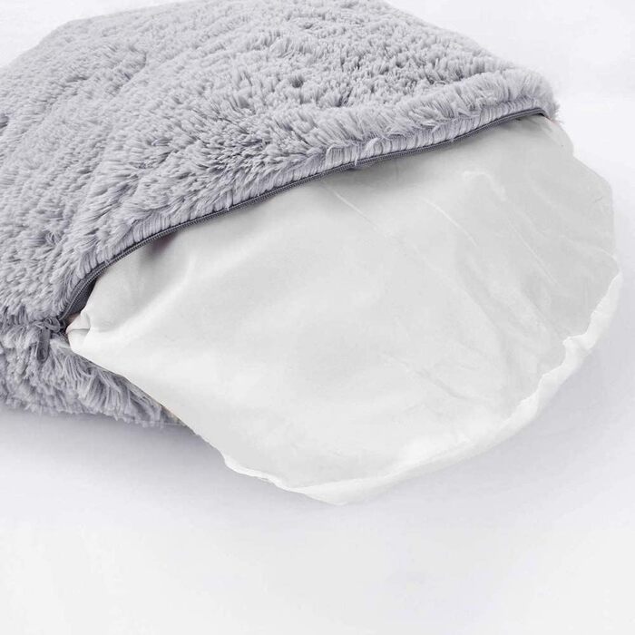 Ортопедичне круглі ліжко для собак XL: м'яке, антистрес, з ефектом пам'яті, для великих та середніх собак, легко миється, сірий колір, діаметр 70 см