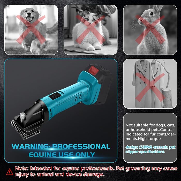 Машина для стрижки коней сумісна з акумулятором Makita 18V, 6 режимів, професійна машинка для стрижки коней, овець, корів, 2500 об/хв (без акумулятора)