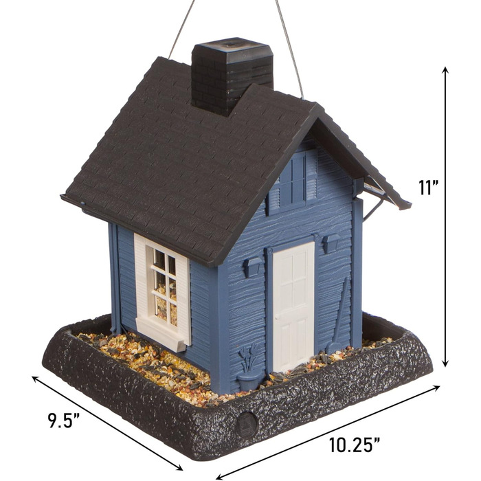 Годівниця для птахів North States Village Collection Blue Cottage, 2,3 кг, синя, легка чистка, захист від білок, для підвішування або монтажу на стійку