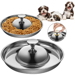 Набір з 2 мисок для цуценят та собак з нержавіючої сталі. Миски для корму та води, повільне годування, відлучення, для маленьких собак та котів