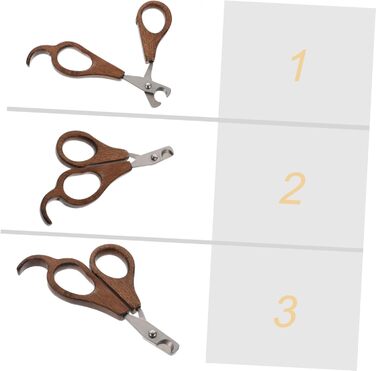 Набір з 3 шт. ножиці для стрижки кігтів домашнім тваринам BESPORTBLE - для собак, котів, дерев'яні, коричневі
