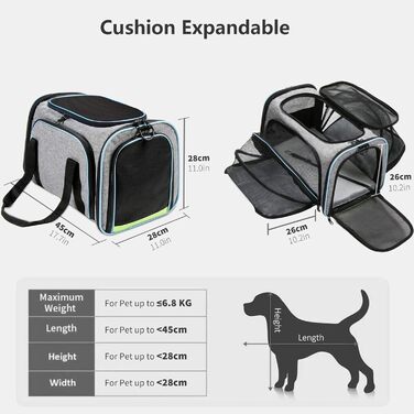 Транспортна сумка для котів та собак PETCUTE, складана переноска для тварин з підкладкою, шлейкою, дихаюча сумка для автопоїздок, чорно-помаранчевий колір