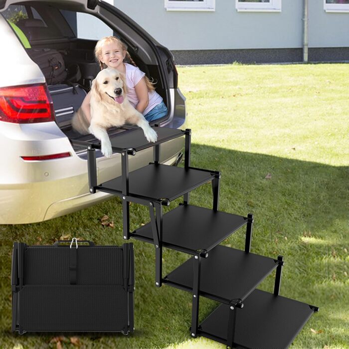 Складана драбина для собак у машину, SUV, вантажівка - Легка рамка для домашніх тварин для великих собак з антиковзкою поверхнею