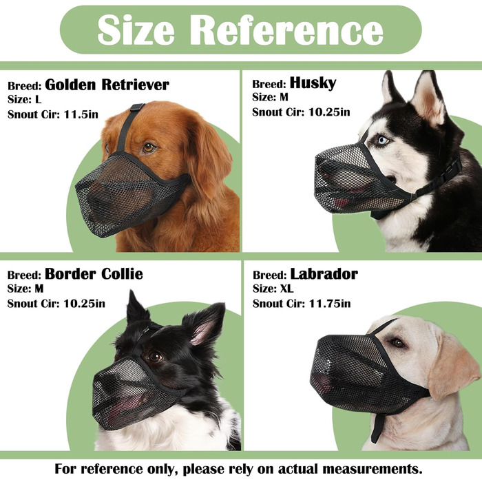 Нашийник-маска для собак Mayerzon: м'який сітчастий нашийник-маска, анти-укус, дихаючий, регульований. Підходить для німецької вівчарки, лабрадора, голден ретривера. Розмір S, обвід морди 8½'-9½'.