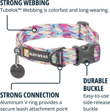 Нашийник для собак Ruffwear Front Range, регульований, м'який, з V-кільцем, зелений River Rock, 35-51 см