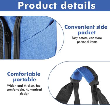 Транспортна сумка для кота та собаки: складана сумка-переноска для кота та собаки, дихаюча переноска з плечовим ременем для автомобіля, літака та подорожей, 40x25x25 см (блакитна)