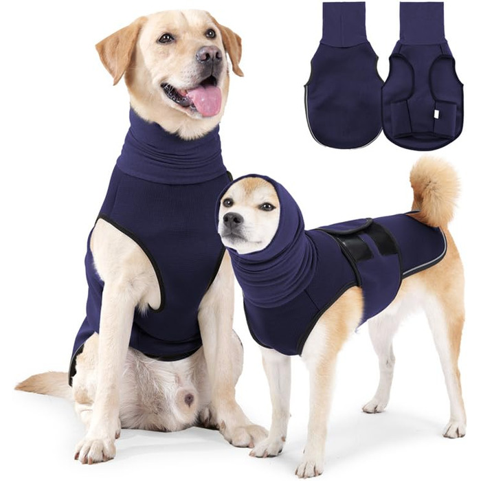 Заспокійлива куртка для собак Yanucy 2-в-1 з капюшоном для зменшення тривоги та захисту від шуму (зелений, синій)