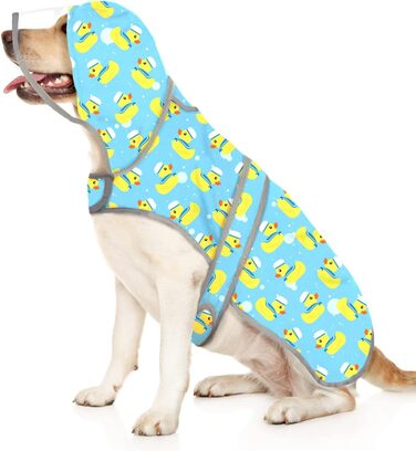 Дощовик для собак HDE з прозорою капюшоном, дощова куртка, пончо для малих, середніх та великих собак, в морському стилі, синій, розмір L