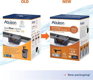 Внутрішній фільтр Aqueon QuietFlow з технологією SmartClean для креветок, малий