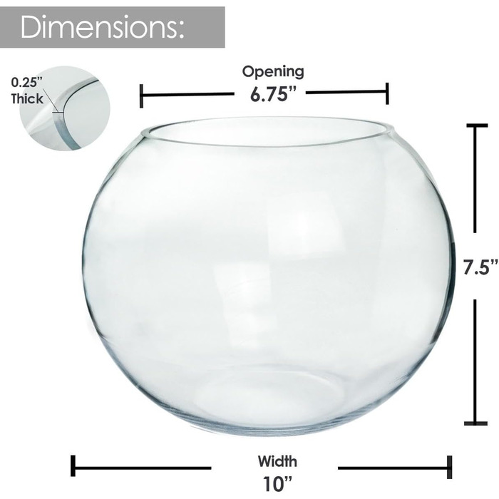Скляна ваза Craft And Party Bubble Bowl 20,3×25,4 см для тераріуму, квітів, декору, прозора рибна чаша