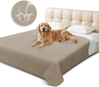 Водонепроникний килимок для собак Gyuro, двосторонній, міцний, для дивану та ліжка, миючий, для собак та котів (Темно-хакі + Хакі, 208*208 см)