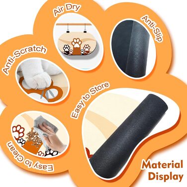 Підкладка під годівницю для собак, вбираюча, 61x40.5 см, нековзна, з гумовою основою, бежева, Paw