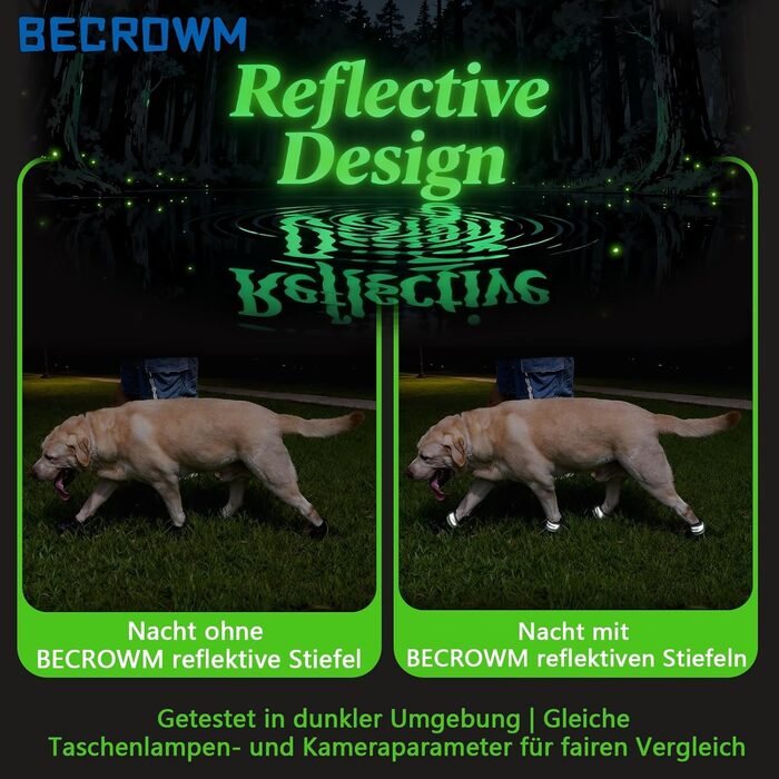 Водонепроникні антиковзні собачі чоботи з відбивачами, для дощу/снігу/бруду та прогулянок на природі, підходять для собак від маленьких до великих (Чорний, #1 (ширина 4,7 см) для 6,8–10 кг)
