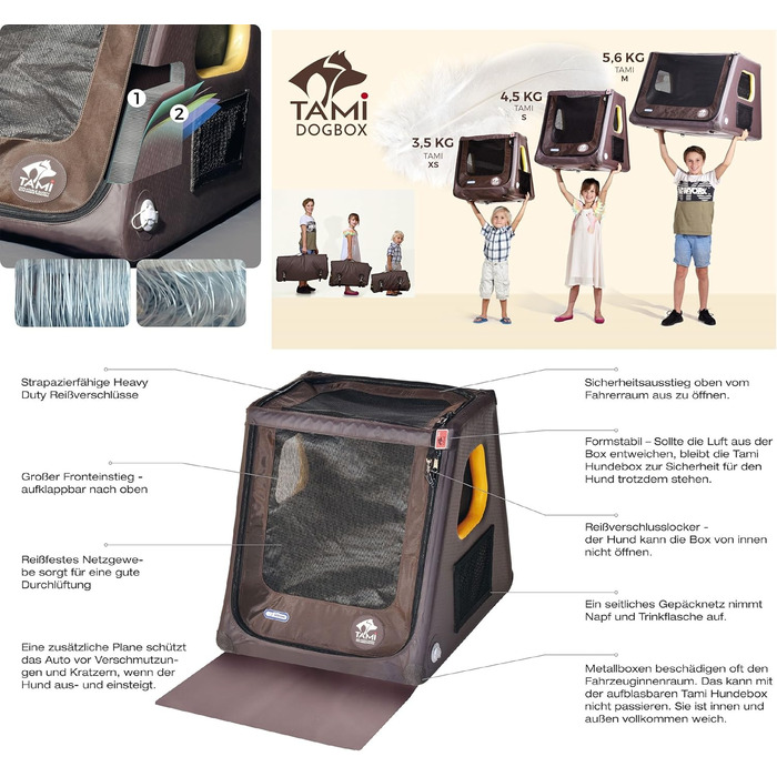 Надувна переносна коробка для собак Tami - переносна собача будка, клітка, переноска для автомобіля, дорожня сумка (L)