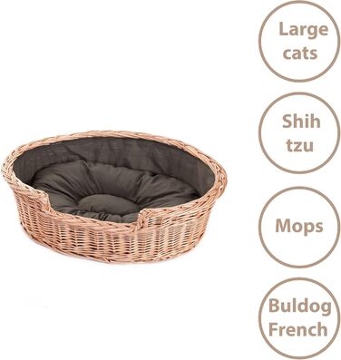 Корзина для собак з лози e-wicker24 502-60, брунатного кольору, 60 x 43 x 19 см, натуральна лоза