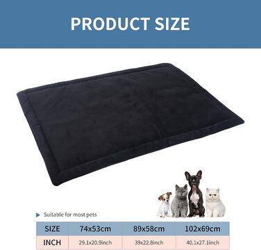 М'який килимок для собак та котів IEUUMLER FC004, 102*69 см, чорний. Легко миється, не слизький, теплий.