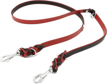 Шкіряний повідок для собак Michur Minimo Twist чорний-червоний, 2 м, регульований, пасує до ошийника Minimo коричневого, 3 рівні налаштування