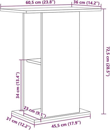 Тумба для акваріума vidaXL 60,5x36x72,5 см, чорний дуб, ДСП, міцна шафа для акваріума
