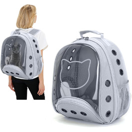 Рюкзак для котів та маленьких собак PETCUTE, дихаючий, знімний килимок, до 6 кг, з прозорим вікном, для подорожей (світло-сірий)
