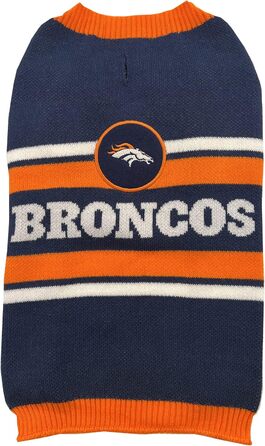 Теплий в'язаний светр для собак Pets First NFL Denver Broncos, XS, командний логотип, синій, для малих і великих порід