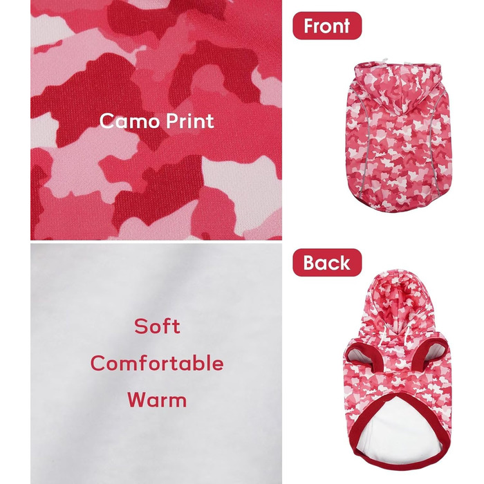 Світшот для собак IECOii, теплий зимовий пуховик з отвором для повідка та світловідбиваючими смугами, худі для собак, теплий пуловер для собак, одяг для собак, флісовий пуловер (M-4XL) 3XL, рожевий