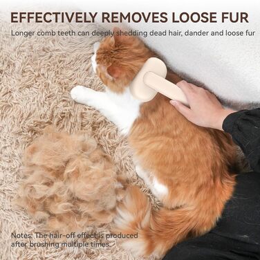 Щітка для котів Aumuca з кнопкою випуску шерсті, довговічна, для короткої та довгої шерсті, видаляє відмерле волосся та масажує (коричнева)