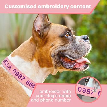 Персоналізоване собаче ошийник з металевою застібкою, двостороннє оксамитове ошийник з іменем та номером телефону, регульовані розміри для малих, середніх та великих собак (м'яке шкіряне ошийник)