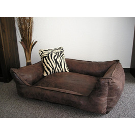 Крісло-ліжко для собак Wildlederoptik, велюр, коричневе, 70x55 см, миється