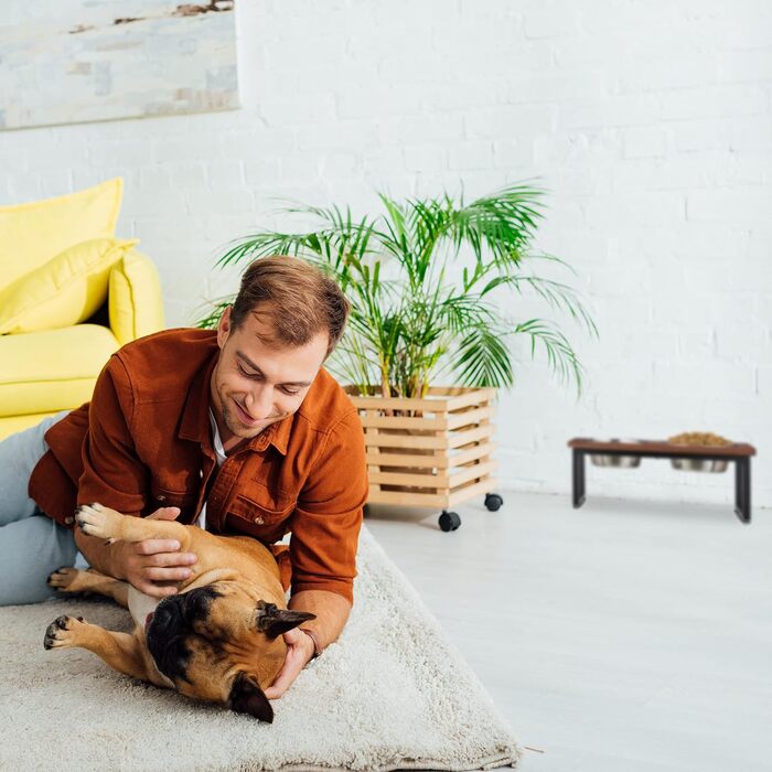 Підставка для мисок Relaxdays з нержавіючої сталі, об'єм 1000 мл, станція для корму для собак з мангового дерева, HBT 16,5 x 42 x 21 см, натуральний колір